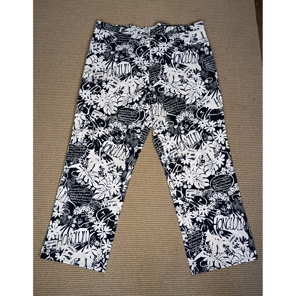 Tori Richard Black/White Crop Pants Print Size 12